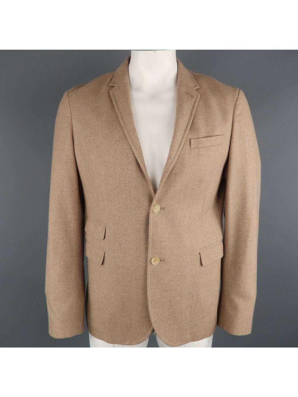 NEIL BARRETT Chest Size XL Camel Solid Wool Notch Lapel Sport Coat